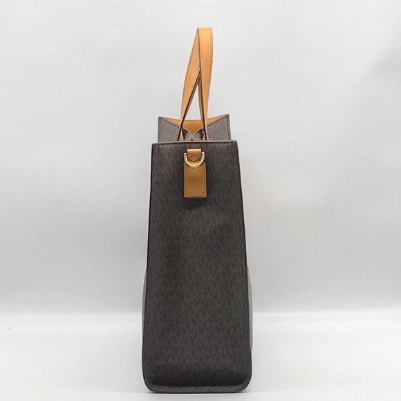 Michael Kors Brown And Marigold Canvas Large Kenly Tote Bag - Picture 4 of 11